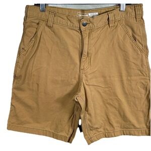 Carhartt Relaxed Fit Work Shorts Men's Size 36 Brown Tan Canvas Tough 9 Inseam